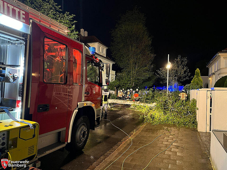 Zahlreiche Einsätze durch Unwetter in Franken: Umgestürzte Bäume fordern Feuerwehr