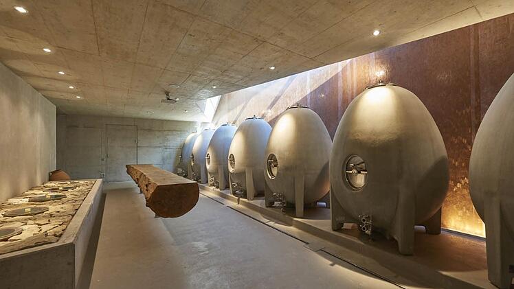 Weingut am Stein in Würzburg - Steinkeller mit Betoneiern und Amphoren. Architektur: Hofmann Keicher Ring Architekten, Würzburg. Besichtigung: Samstag, 25. Juni, 12 bis 13 Uhr, Mittlerer Steinbergweg 5.  Foto: Stephan Falk