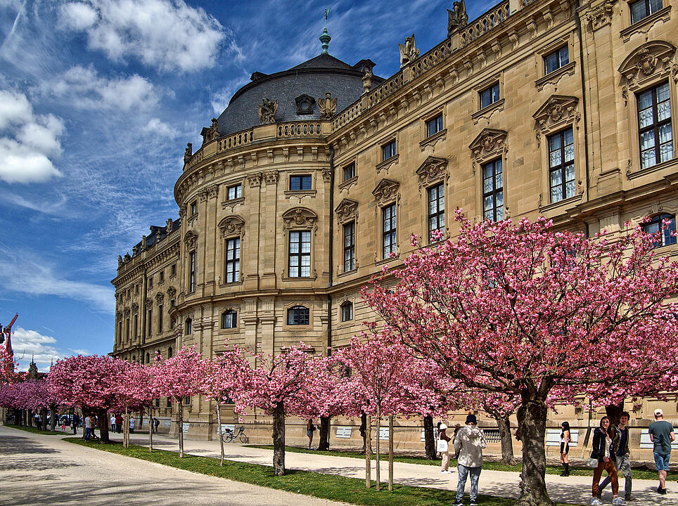 Die Würzburger Residenz im Frühling