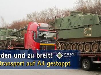 Polizei stoppt US-Panzer-Transport auf A4 durch Sachsen. Foto: Polizei Sachsen