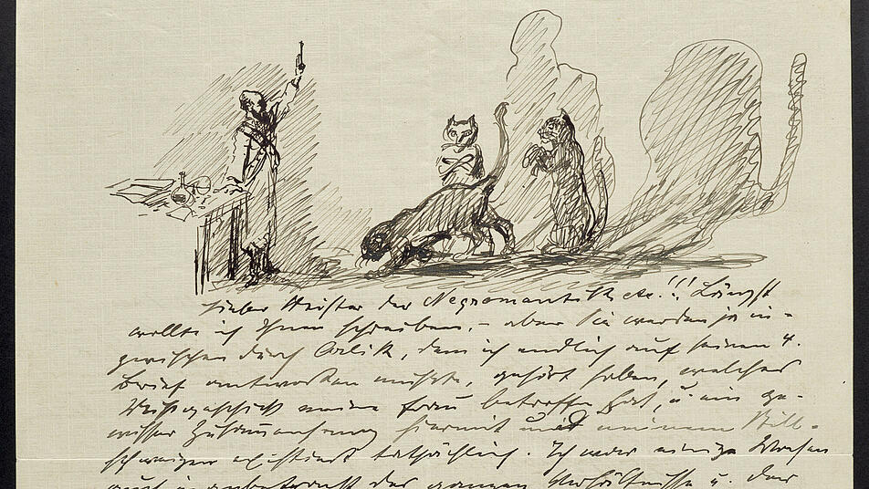 Brief von Max Slevogt an Josef Grünberg mit  Randzeichnung vom November 1923