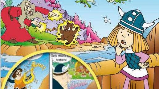 Wickie entdeckt eine Insel mit rosa Bäumen und einem Zauberer - ein Ausschnitt aus dem Buchcover. Foto: Klett-Verlag