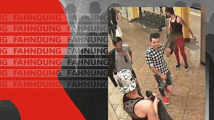 Im U-Bahnhof Neukölln in Berlin haben vier junge Männer erst eine Frau sexuell belästigt und anschließend ihren Ehemann verprügelt. Die Polizei fahndet.  Foto: Polizei Berlin