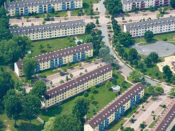 Die ehemalige Flynn-Housing-Area der US-Streitkräfte in Bamberg. Hier entsteht die zweite Ankunfts- und Rückführungseinrichtung für Flüchtlinge aus Balkanländern.  Foto: Ronald Rinklef