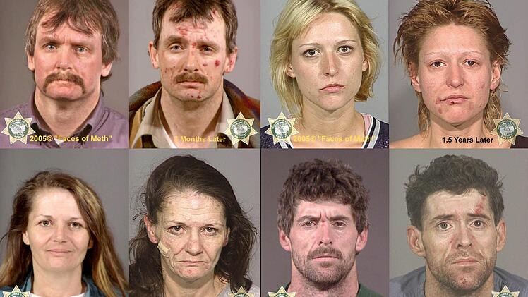 In kurzer Zeit schädigt die Droge Crystal Meth die Menschen schwer. Bilder aus den USA zeigen den Verfall innerhalb weniger Monate.  Foto: Sheriff, Multnomah County, Oregon