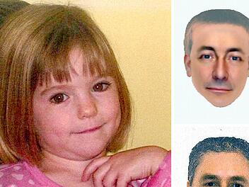 Mit diesem Foto der damals dreijährigen Madeleine McCann sucht die Polizei nach dem Mädchen. Die beiden rechten Phantombilder wurden von der britischen Polizei herausgegeben Fotos: dpa/Metropolitan Police
