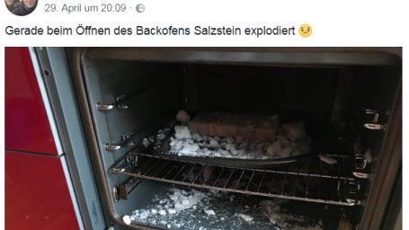 Ein Schock für Käufer eines Grillzubehörs von Aldi Süd: Ein Salzstein ist mittlerweile mehreren Aldi-Kunden nahezu explodiert. Foto: Screenshot Facebook/Aldi Süd